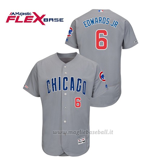 Maglia Baseball Uomo Chicago Cubs Carl Edwards Jr 150th Aniversario Patch Flex Base Grigio